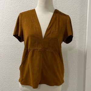 Zara Suede Camel Brown Top